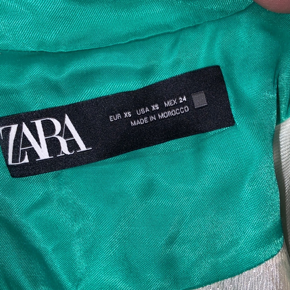 Zara green belted satin effect bkazer classic fit - Picture 5 of 9